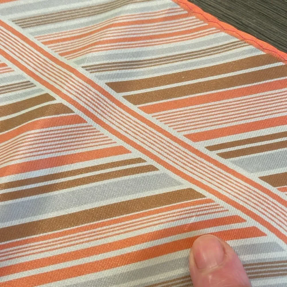 Vintage Pin Striped Peach & Tan Silk Blend Scarf